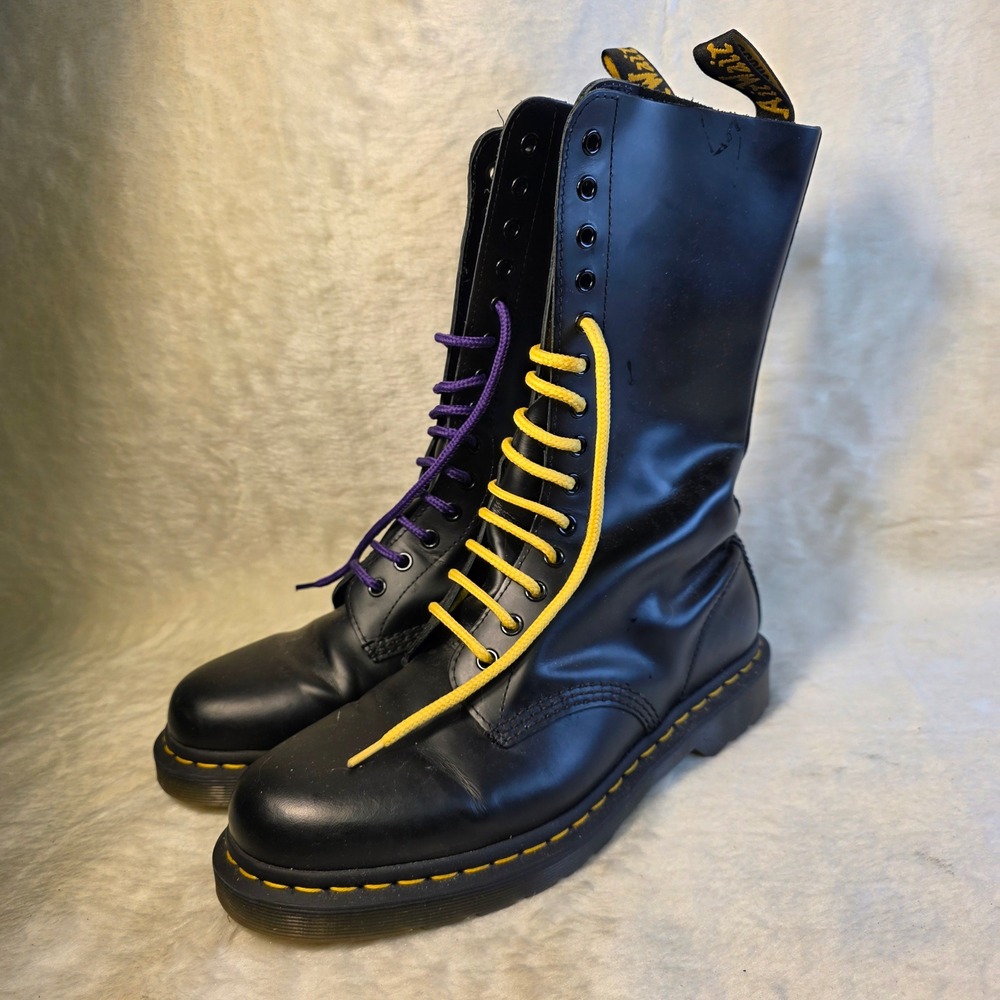 Dr. Martens 1490 Boots Black 10 Eye Smooth Leather Punk 42 Men 9 Women 10